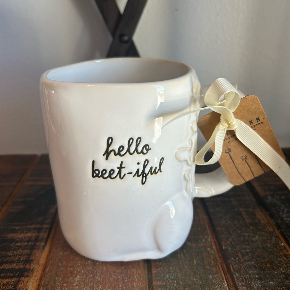 Rae Dunn HELLO BEET-IFUL Mug With Beet Design Farmhouse Love Beautiful NEW